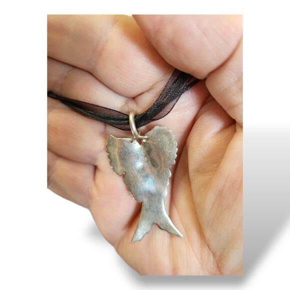 Solid Die Cast 925 Sterling Silver Crossed Exquisite Detail Angel Wing Charm - Picture 3 of 5